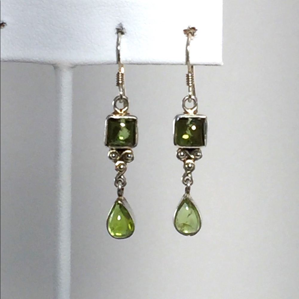 Peridot earrings, sterling silver